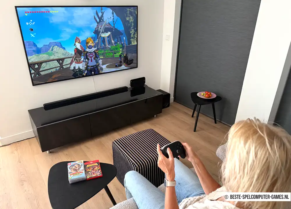 Nintendo Switch 2 op een 4k televisie